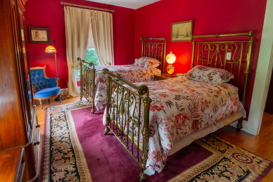 vine cottage bedroom with 2 twin brass beds in natural bridge, virginia