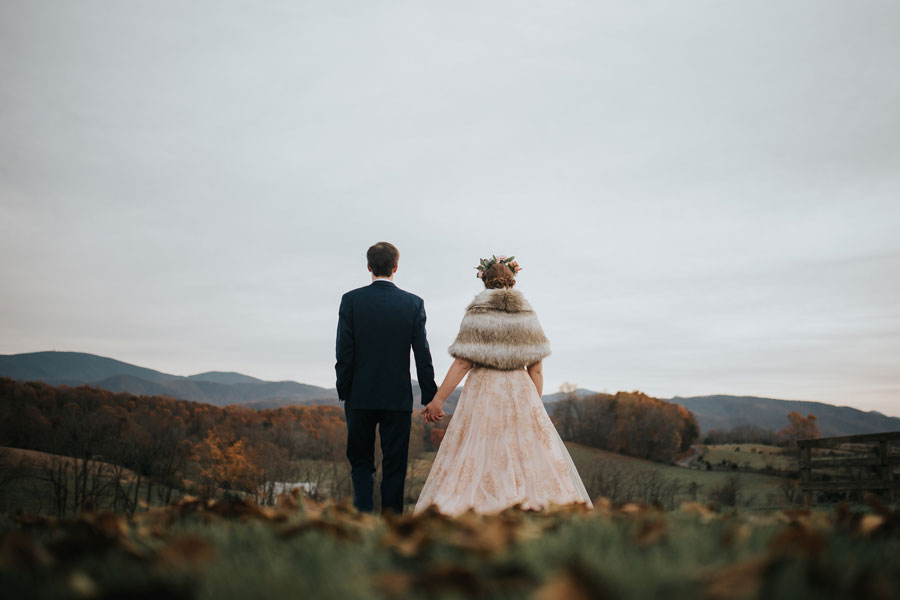 newlyweds in virginia mountains at the inn at forest oaks